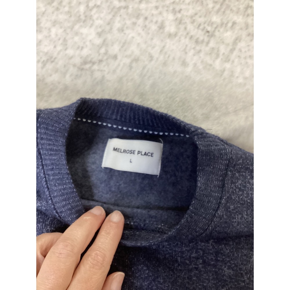 Melrose Place Mens Blue Marl Crewneck Sweater Large The Nantucket Knit Pullover - Picture 2 of 4